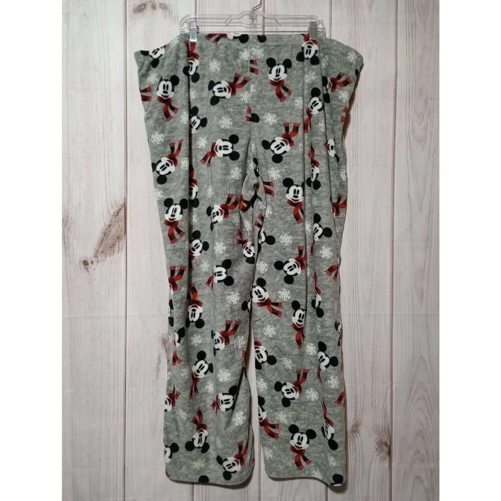 Disney Pants Ladies 3x Lounge‎ Mickey Mouse Gray Fuzzy - Picture 2 of 6